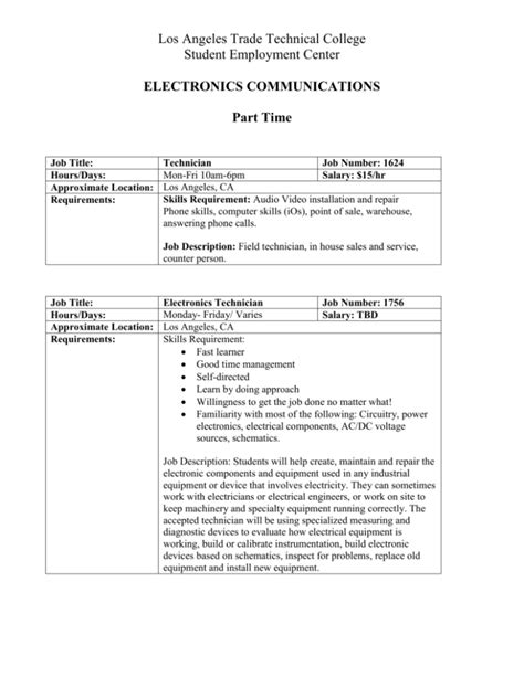 electronic technician jobs in los angeles, ca .